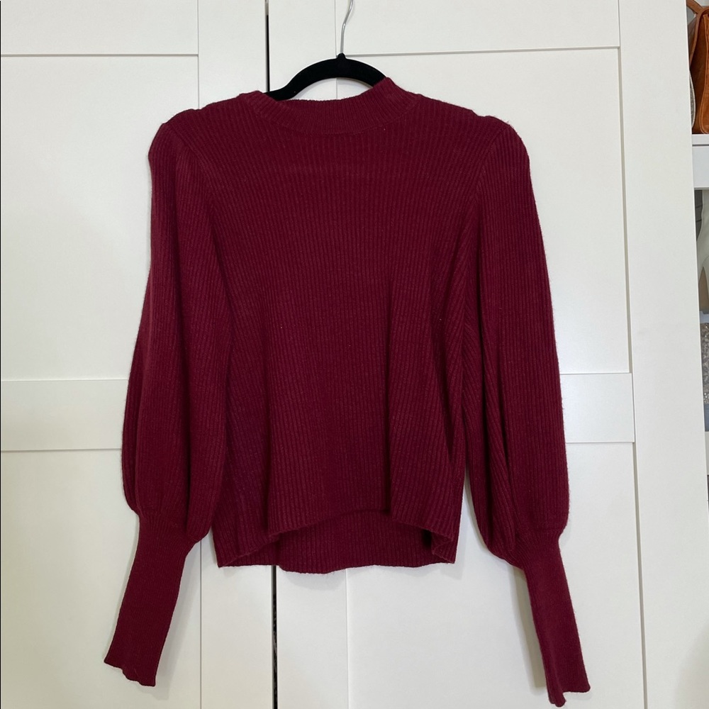 Lulus Burgundy Balloon Sleeve Sweater